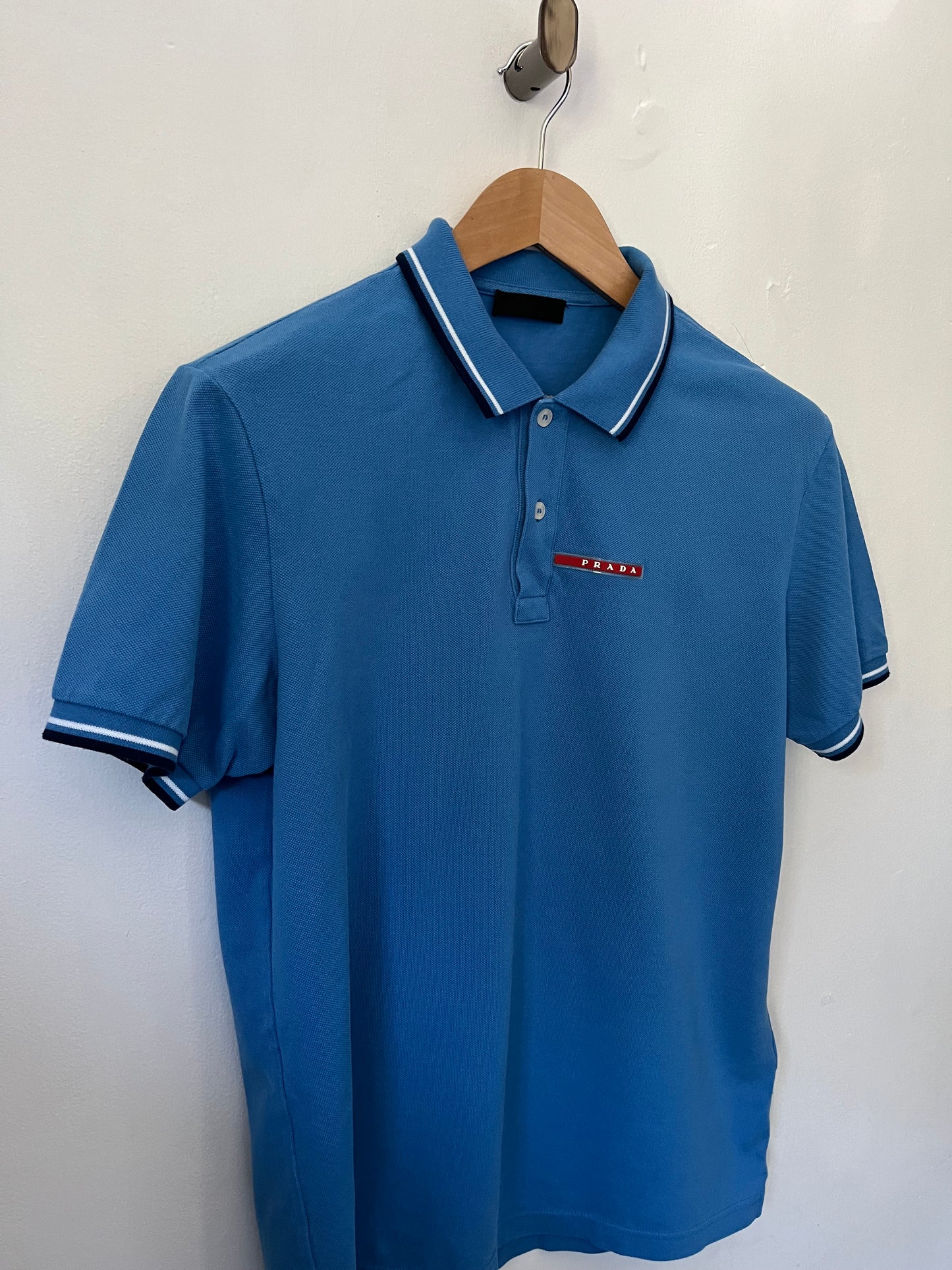 Prada polo shirt size large in light blue