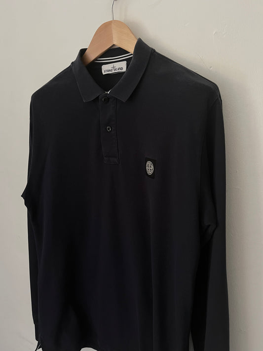 Stone Island Long Sleeve Polo Shirt Size XL In Navy