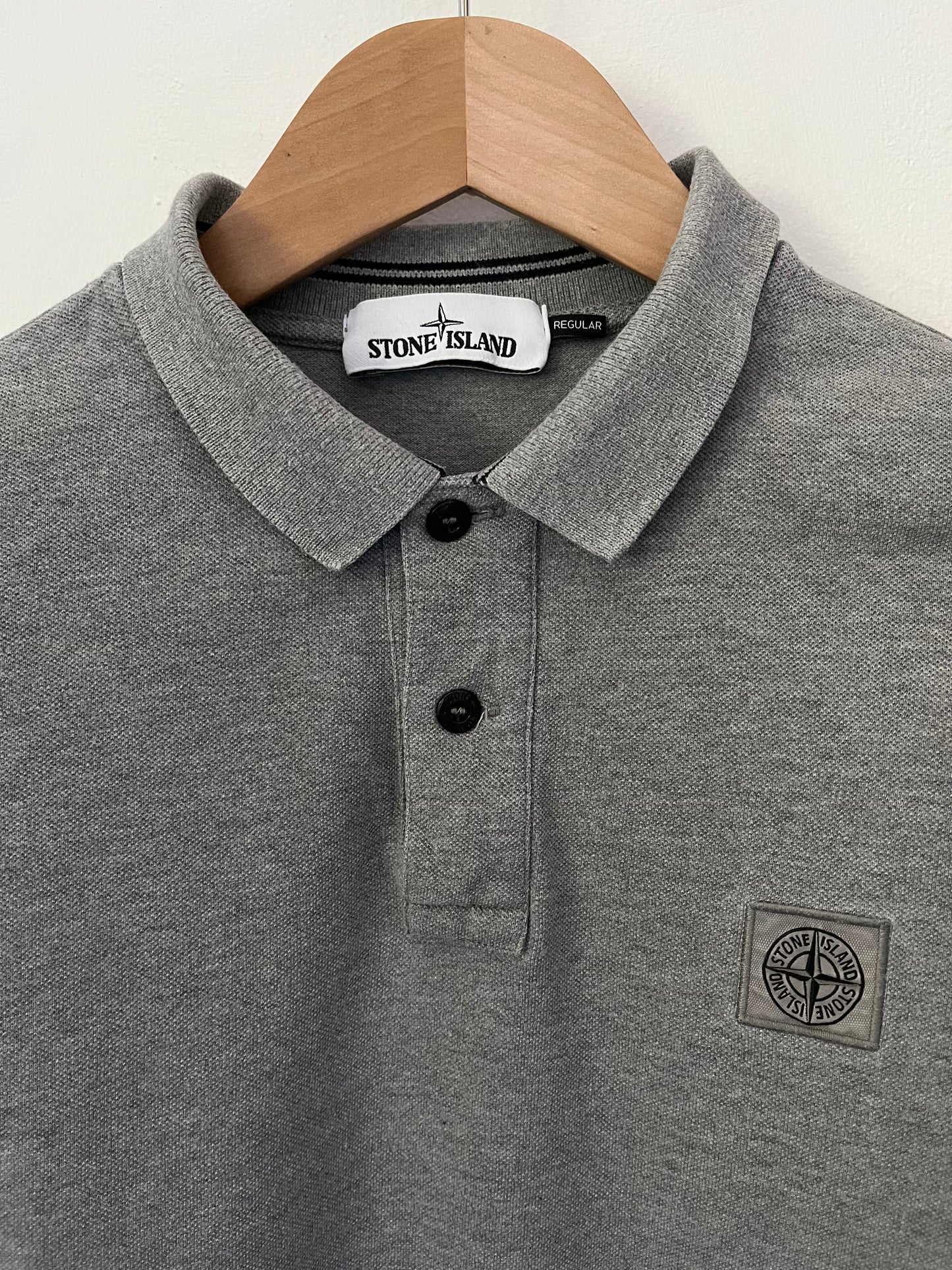 Stone island long sleeve polo shirt size large regular fit in grey