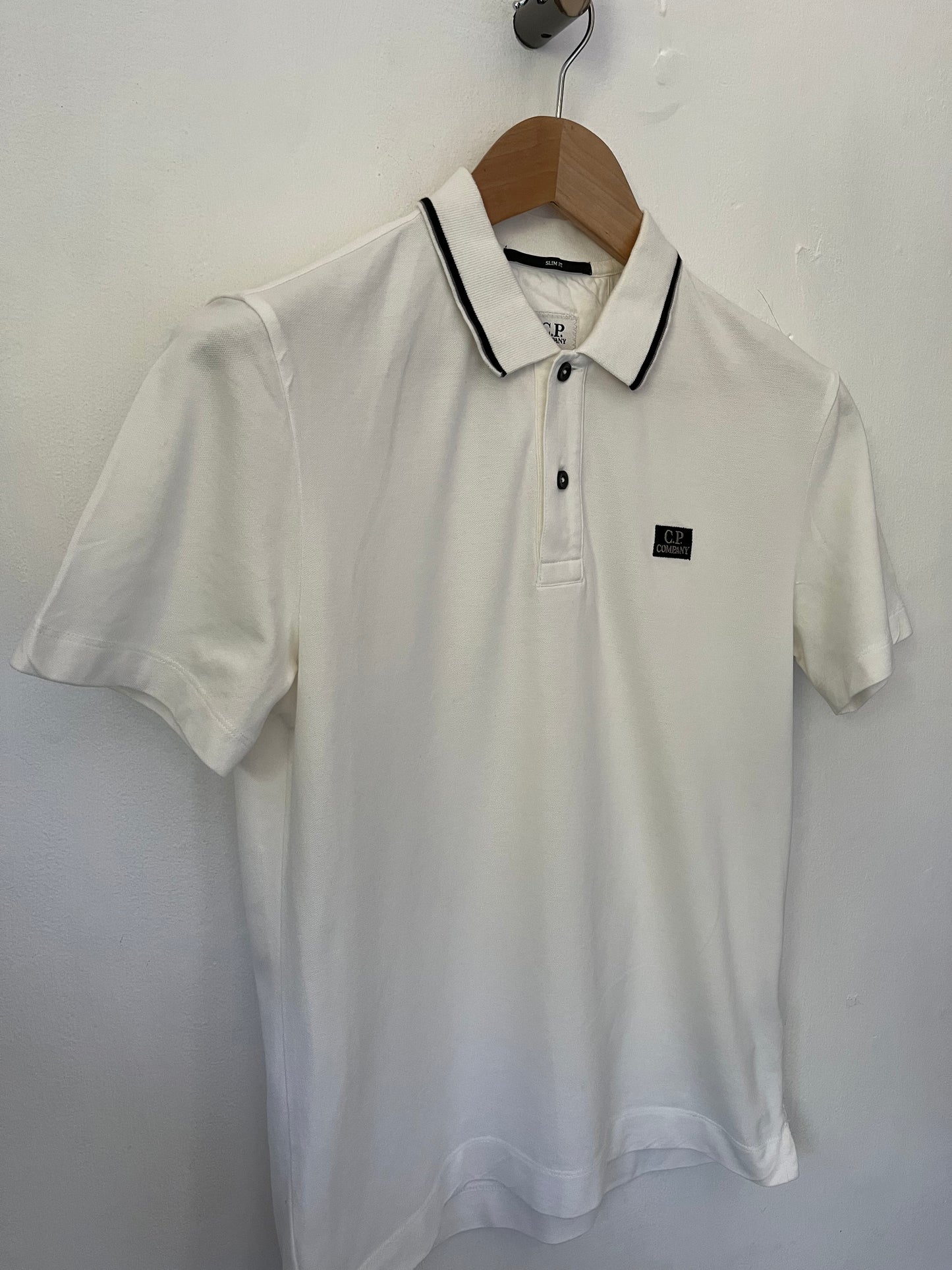 C.P.Company polo shirt size small slim fit in white