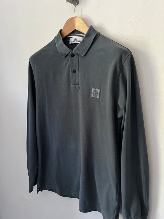 Stone island long sleeve polo shirt size large regular fit in green
