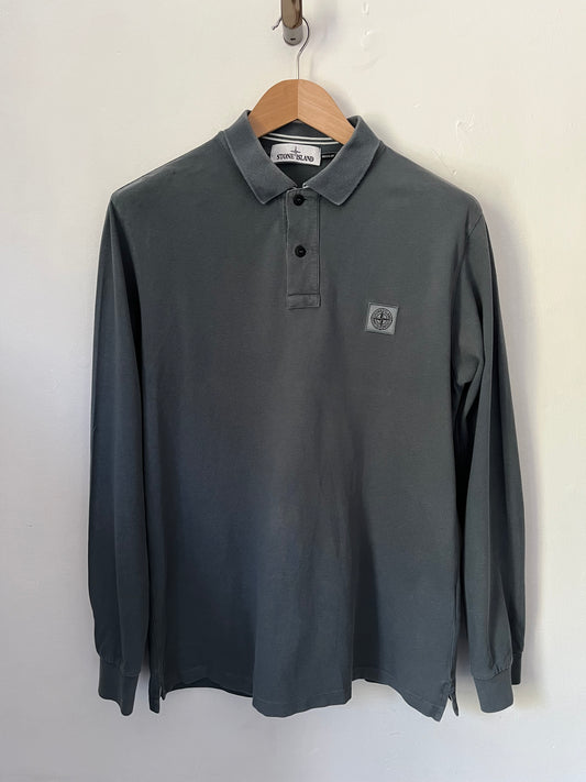 Stone island long sleeve polo shirt size large regular fit in green
