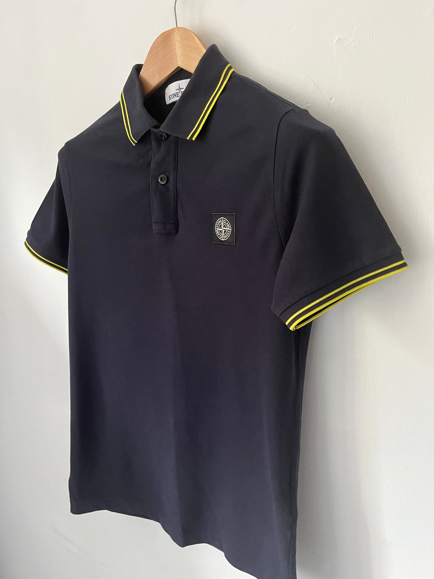 Stone Island Polo Shirt Size Medium Slim Fit In Black