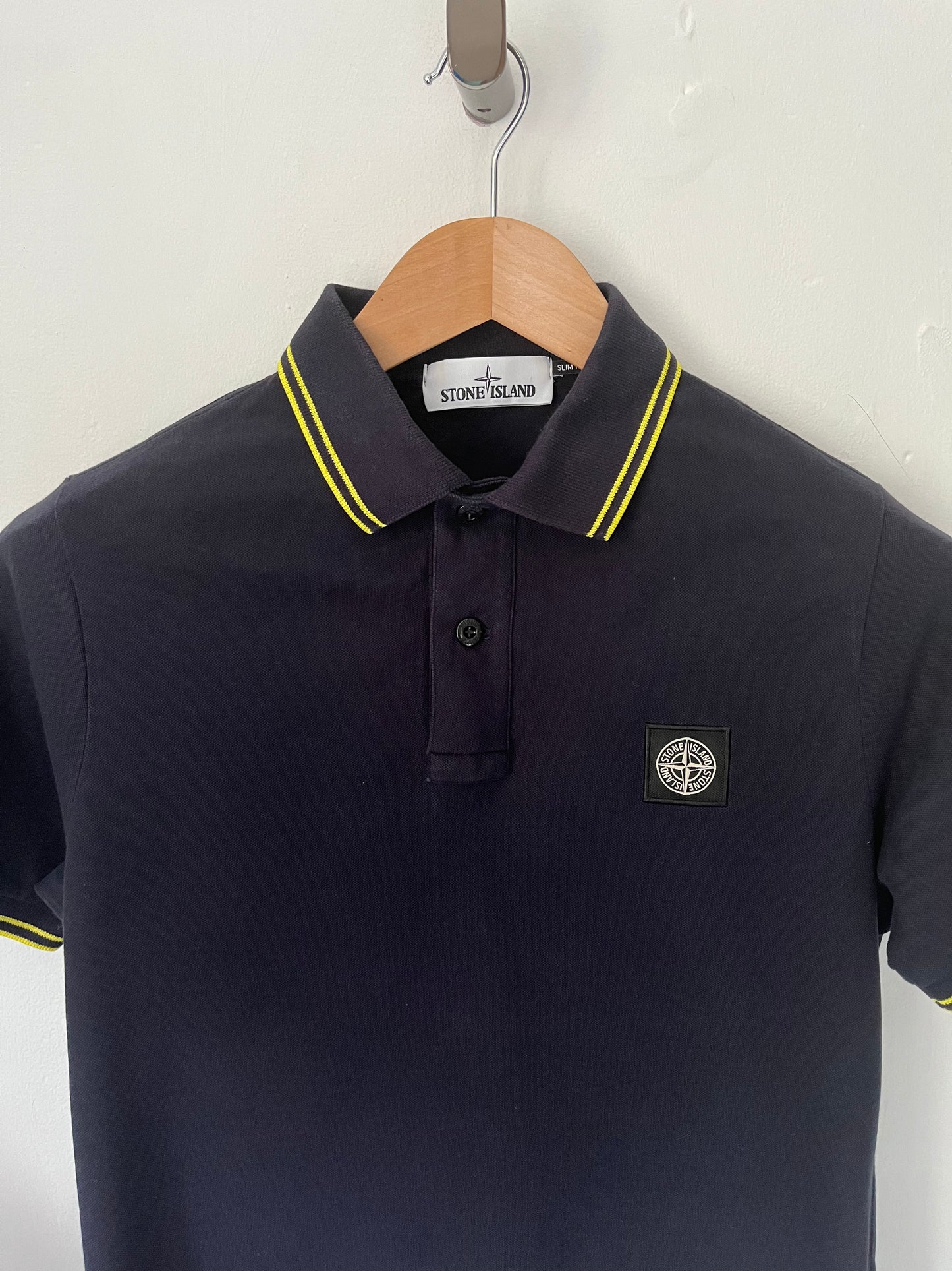 Stone Island Polo Shirt Size Medium Slim Fit In Black